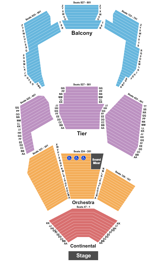 Concert Hall MJ Seating Chart
